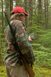 Hunter using GPS Device